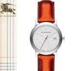 Burberry The City Silver Dial Orange Leather Strap Watch for Women - BU9121 Authentic Buy Shop Now