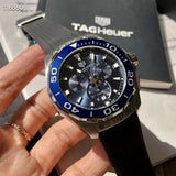 Tag Heuer Aquaracer Chronograph Blue Dial Black Rubber Strap Watch for Men - CAY111B.FT6041 Authentic Buy Shop Now