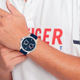 Tommy Hilfiger Blaze Chronograph Blue Dial Blue Rubber Strap Watch For Men - 1792027 Authentic Buy Shop Now