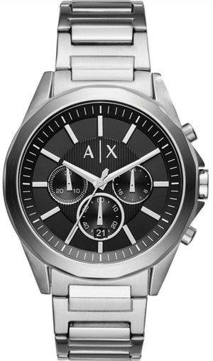 Armani Exchange Drexler Chronograph Black Dial Silver Steel Strap Watch for Men - AX2600 Authentic Buy Shop Now
