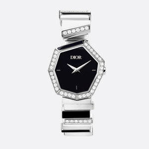Dior Gem Dior Mother of Pearl Diamonds Black Dial Silver Steel Strap Watch for Women - CD18111X1058 Authentic Buy Shop Now