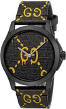 Gucci G Timeless Ghost Black Dial Black Leather Strap Watch For Men - YA1264019 Authentic Buy Shop Now