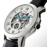 Fossil Grant Skeleton White Dial Black Leather Strap Watch for Men - ME3053 Authentic Buy Shop Now