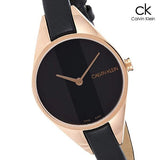 Calvin Klein Rebel Black Dial Black Leather Strap Watch for Women - K8P236C1 Authentic Buy Shop Now