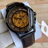 Fossil Townsman Automatic Skeleton Brown Dial Brown Leather Strap Watch for Men - ME3098 Authentic Buy Shop Now