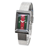 Gucci G Frame Red and Green Dial Silver Mesh Bracelet Watch For Women - YA147401 Authentic Buy Shop Now