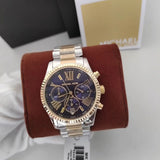 Michael Kors Lexington Chronograph Blue Dial Two Tone Steel Strap Watch For Women - MK7218 Authentic Buy Shop Now