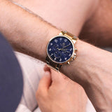 Tommy Hilfiger Daniel Chronograph Blue Dial Gold Steel Strap Watch for Men - 1710384 Authentic Buy Shop Now