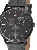 Tommy Hilfiger Brad Chronograph Quartz Grey Dial Grey Leather Strap Watch For Men - 1710388 Authentic Buy Shop Now