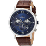 Tommy Hilfiger Evan Chronograph Blue Dial Brown Leather Strap Watch for Men - 1710393 Authentic Buy Shop Now