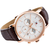 Tommy Hilfiger Evan White Dial Brown Leather Strap Watch for Men - 1710394 Authentic Buy Shop Now