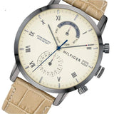 Tommy Hilfiger Kane White Dial Beige Leather Strap Watch for Men - 1710399 Authentic Buy Shop Now