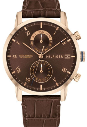 Tommy Hilfiger Kane Brown Dial Brown Leather Strap Watch for Men - 1710400 Authentic Buy Shop Now