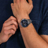 Tommy Hilfiger Evan Chronograph Blue Dial Silver Steel Strap Watch For Men - 1710409 Authentic Buy Shop Now
