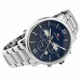 Tommy Hilfiger Evan Chronograph Blue Dial Silver Steel Strap Watch For Men - 1710409 Authentic Buy Shop Now