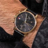Tommy Hilfiger Daniel Black Dial Black Leather Strap Watch for Men - 1710417 Authentic Buy Shop Now