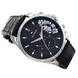 Tommy Hilfiger Baker Chronograph Black Dial Black Leather Strap Watch For Men - 1710449 Authentic Buy Shop Now