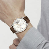 Tommy Hilfiger Baker Chronograph White Dial Brown Leather Strap Watch For Men - 1710450 Authentic Buy Shop Now