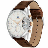 Tommy Hilfiger Baker Chronograph White Dial Brown Leather Strap Watch For Men - 1710450 Authentic Buy Shop Now
