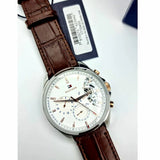 Tommy Hilfiger Baker Chronograph White Dial Brown Leather Strap Watch For Men - 1710450 Authentic Buy Shop Now