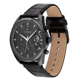 Tommy Hilfiger Baker Chronograph Black Dial Black Leather Strap Watch For Men - 1710452 Authentic Buy Shop Now