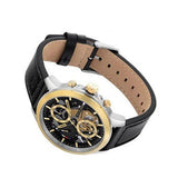 Tommy Hilfiger Henry Chronograph Black Dial Black Leather Strap Watch For Men - 1710474 Authentic Buy Shop Now