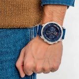 Tommy Hilfiger Luca Chronograph Blue Dial Blue Silicone Strap Watch For Men - 1710489 Authentic Buy Shop Now