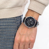 Tommy Hilfiger Weston Chronograph Black Dial Black Leather Strap Watch For Men - 1710502 Authentic Buy Shop Now