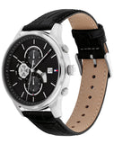 Tommy Hilfiger Weston Chronograph Black Dial Black Leather Strap Watch For Men - 1710502 Authentic Buy Shop Now