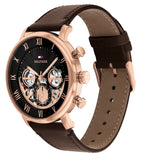 Tommy Hilfiger Legend Analog Black Dial Brown Leather Strap Watch For Men - 1710566 Authentic Buy Shop Now
