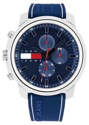 Tommy Hilfiger Wynwood Chronograph Blue Dial Blue Silicon Strap Watch For Men - 1710582 Authentic Buy Shop Now