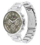 Tommy Hilfiger Tyson Chronograph Green Dial Silver Steel Strap Watch For Men - 1710587 Authentic Buy Shop Now