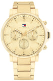 Tommy Hilfiger Tyson Chronograph Gold Dial Gold Steel Strap Watch For Men - 1710611 Authentic Buy Shop Now