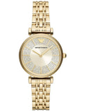 Emporio Armani Gianni T Bar Analog Crystals Gold Dial Gold Steel Strap Watch For Women - AR11608 Authentic Buy Shop Now
