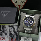 Guess Jolt Chronograph Blue Dial Silver Steel Strap Watch for Men - W0377G2 Authentic Buy Shop Now