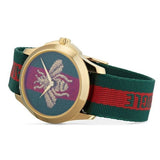 Gucci Le Marche des Merveilles Green & Red Dial Green & Red NATO Strap Unisex Watch - YA126487 Authentic Buy Shop Now