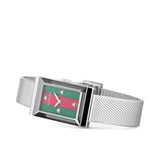 Gucci G Frame Quartz Diamonds Green & Red Mother of Pearl Dial Silver Mesh Bracelet Watch For Women - YA147510 Authentic Buy Shop Now
