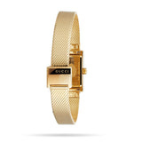 Gucci G Frame Quartz Diamonds White Red Blue Dial Gold Mesh Bracelet Watch For Women - YA147511 Authentic Buy Shop Now