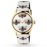 Gucci G Timeless Quartz White Dial White Leather Strap Watch For Women - YA1264109 Authentic Buy Shop Now