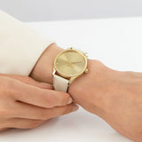 Gucci G Timeless Quartz Gold Dial Beige Leather Strap Watch For Women - YA1264180 Authentic Buy Shop Now