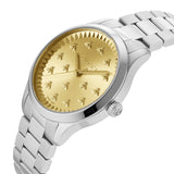 Gucci G Timeless Quartz Gold Dial Silver Steel Strap Watch for Women - YA1265035 Authentic Buy Shop Now