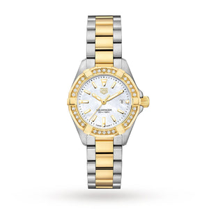 Tag Heuer Aquaracer Diamonds Mother of Pearl Dial Two Tone Steel Strap Watch for Women - WBD1421.BB0321 Authentic Buy Shop Now