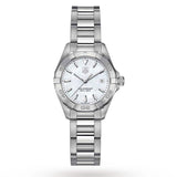 Tag Heuer Aquaracer Quartz Mother of Pearl White Dial Silver Steel Strap Watch for Women - WBD1411.BA0741 Authentic Buy Shop Now