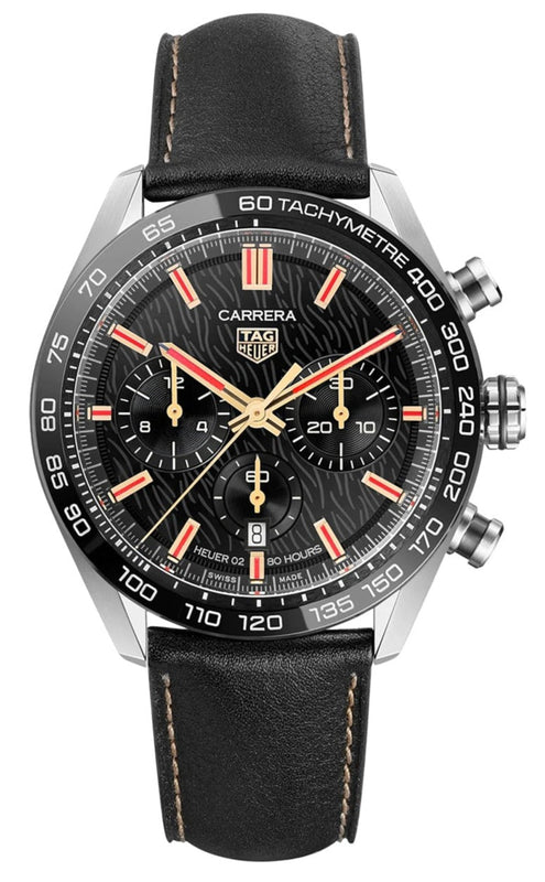 Tag Heuer Carrera Year of The Rabbit Automatic Chronograph Black Dial Black Leather Strap Watch for Men - CBN2A1L.FC6521 Authentic Buy Shop Now