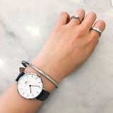 Daniel Wellington Classic Petite Sheffield White Dial Black Leather Strap Watch For Women - DW00100186 Authentic Buy Shop Now