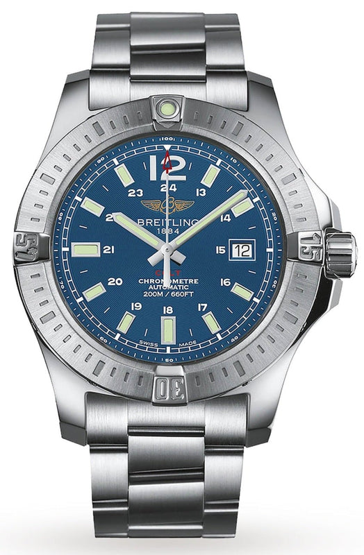 Breitling Colt Automatic 44mm Blue Dial Silver Steel Strap Mens Watch - A1738811/C906/173A Authentic Buy Shop Now