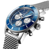 Breitling Superocean Heritage B01 Chronograph 44 Blue Dial Silver Mesh Bracelet Watch for Men - AB0162161C1A1 Authentic Buy Shop Now
