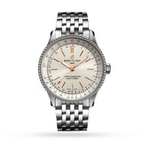 Breitling Navitimer Automatic 35 White Dial Silver Steel Strap Watch for Men - A17395F41G1A1 Authentic Buy Shop Now