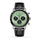 Breitling Navitimer B01 Chronograph 43 Green Dial Black Leather Strap Watch for Men - AB0138241L1P1 Authentic Buy Shop Now