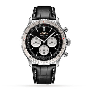 Breitling Navitimer B01 Chronograph 46 Black Dial Black Leather Strap Watch for Men - AB0137211B1P1 Authentic Buy Shop Now